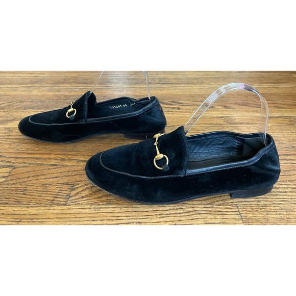 GUCCI Black Velvet Suede Horsebit Slip On Loafer Shoes Women's Size EU 38 US 7.5 - Picture 9 of 12